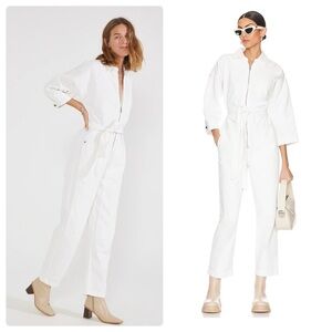 Etica | Zeta Carpenter Denim Jumpsuit In Vintage White | XS